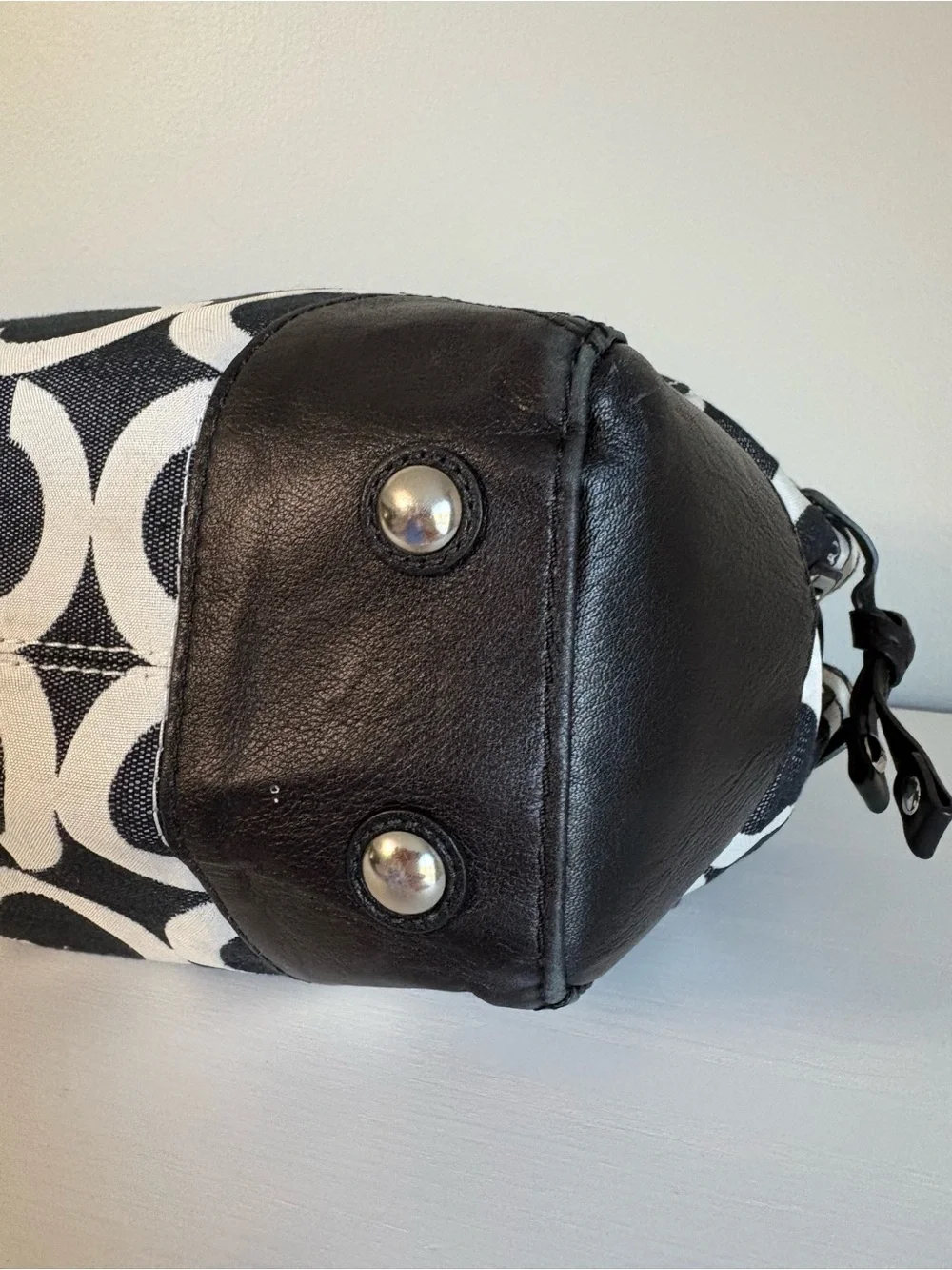 Coach Peyton Black White Op Art Signature Carryall Satchel Tote Bag 14515 Y2K